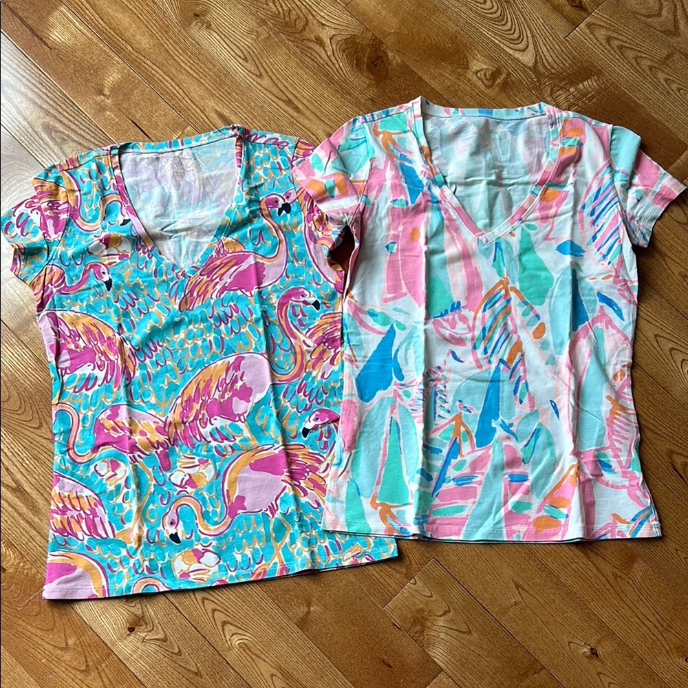 Colorful Flamingo and sailboat Print Tees